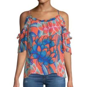 Parker Coral Desert Rose Cold Shoulder Blouse